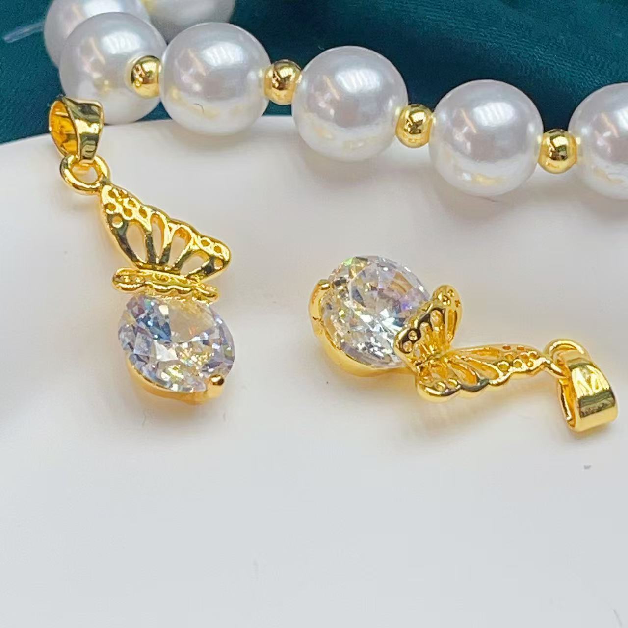 Korean style fashionable copper-plated real gold inlaid zircon in cold style simple and trendy Internet celebrity necklace pendant bracelet wholesale pic 2