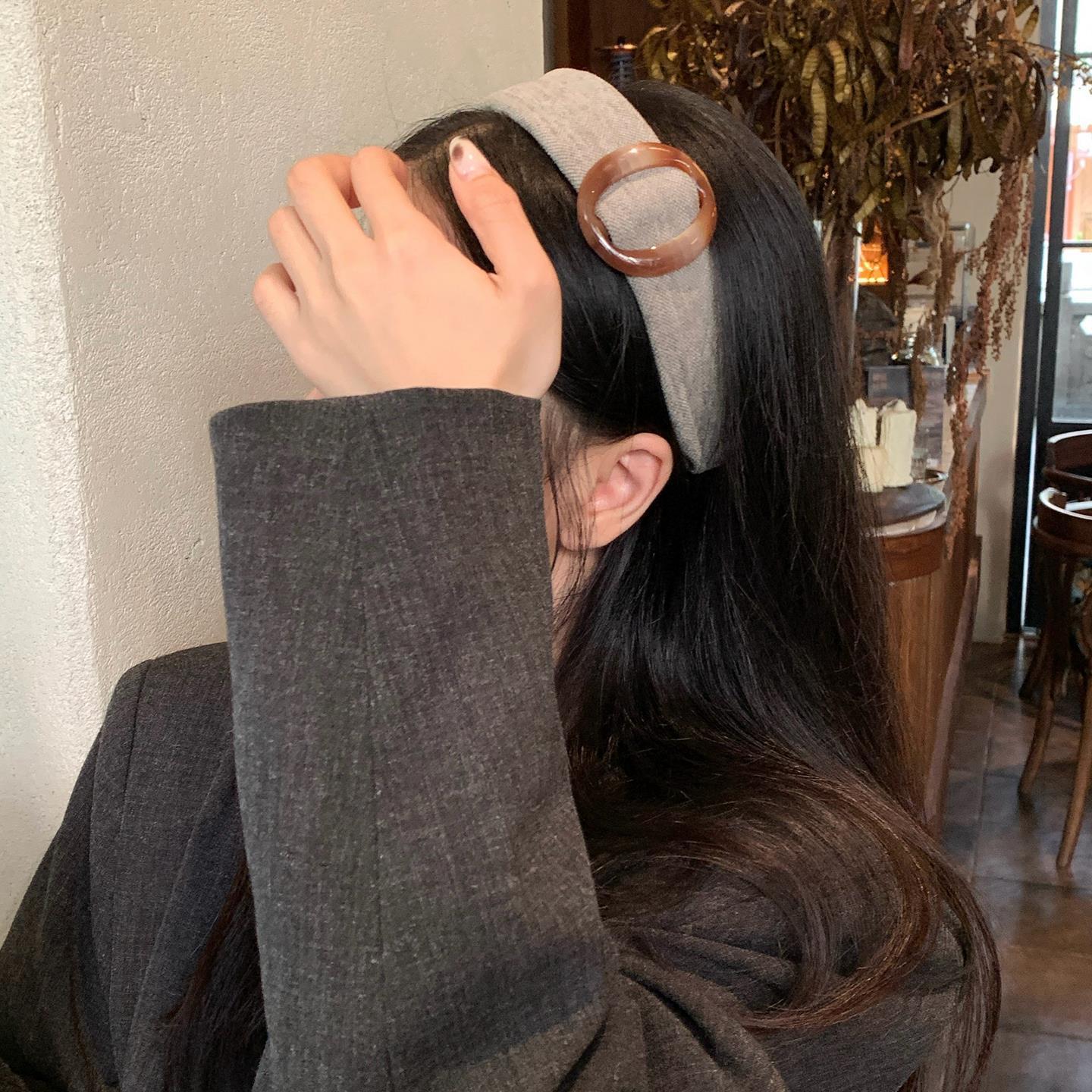 高分智感!美拉德玳瑁色圆环宽边发箍时尚复古高颅顶头箍外戴发饰详情5