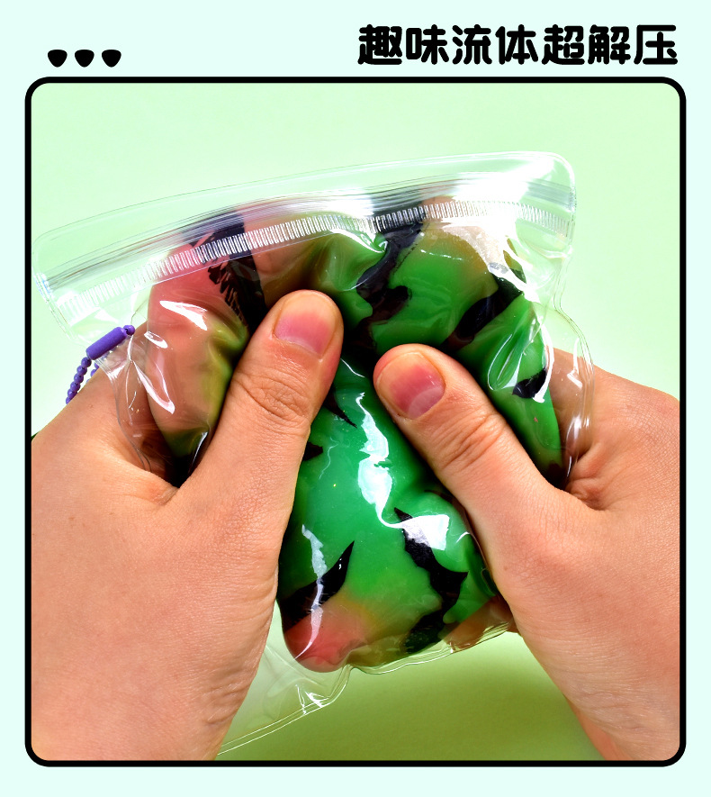 Wet soft slow rebound stress-relieving watermelon PVC bag packaging fluid fruit food play squeeze fun stress-relieving toys wholesale pic 4