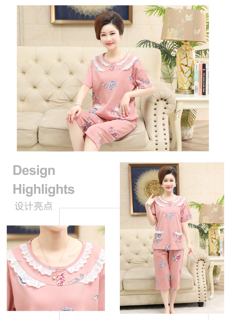 Middle-aged and elderly women wear summer short-sleeved, thin cotton clothes. Middle-aged women wear summer round-neck home clothes. Grandmothers and the elderly pic 20