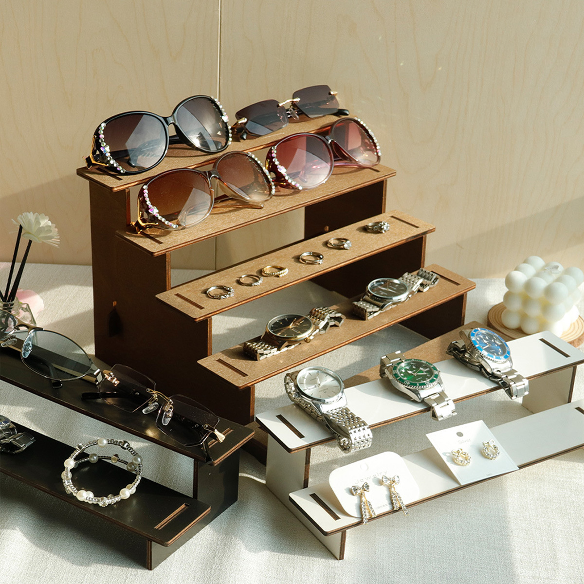 展示直播公仔架2-5层展示架小摆件收纳桌面置物架手办陈列阶梯架详情7