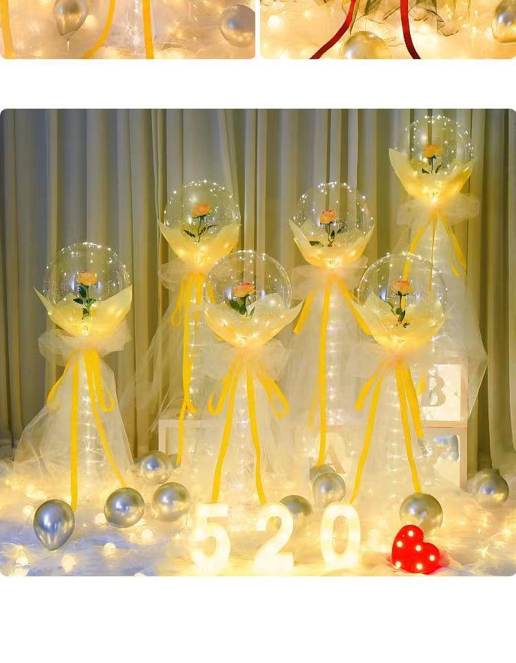 Glowing balloons, wedding room decoration, birthday arrangement, bouquets, bouncy balls, roses, romantic proposal pic 20