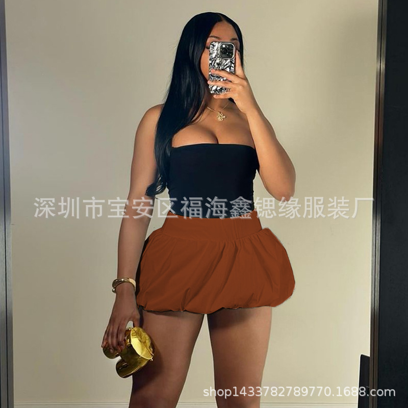 欧美2025性感女装新款纯色百搭Bubble泡泡裙高腰半身裙12色现货详情20