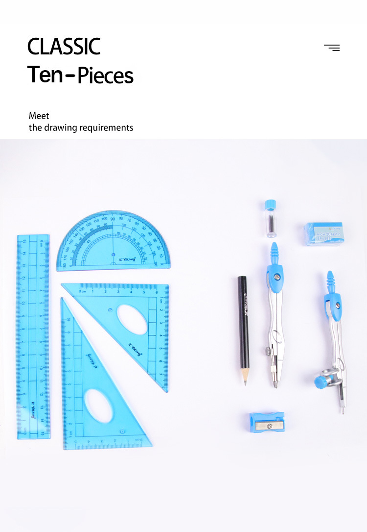 Compass set, drawing tools, compass and ruler combination set, teaching AIDS for students pic 3