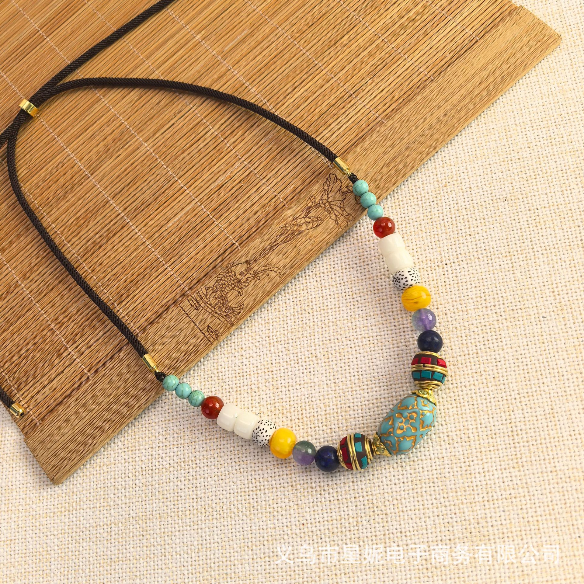 小众设计尼泊尔松石唐卡藏式手工项链女民族风复古气质男简约菩提详情6