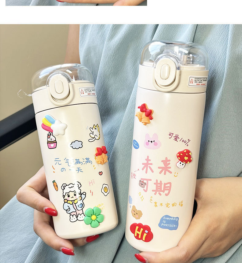 韩版304不锈钢保温杯吸管水杯可爱女生便携斜挎学生儿童杯水壶详情15