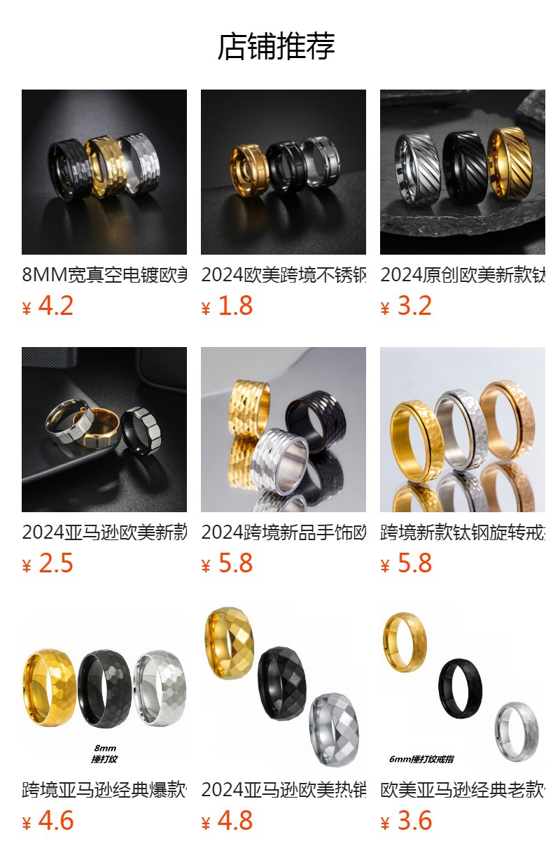 TEMU, a new cross-border Amazon product from Europe and America, offers stainless steel geometric patterned rings and jewelry that do not fade pic 1