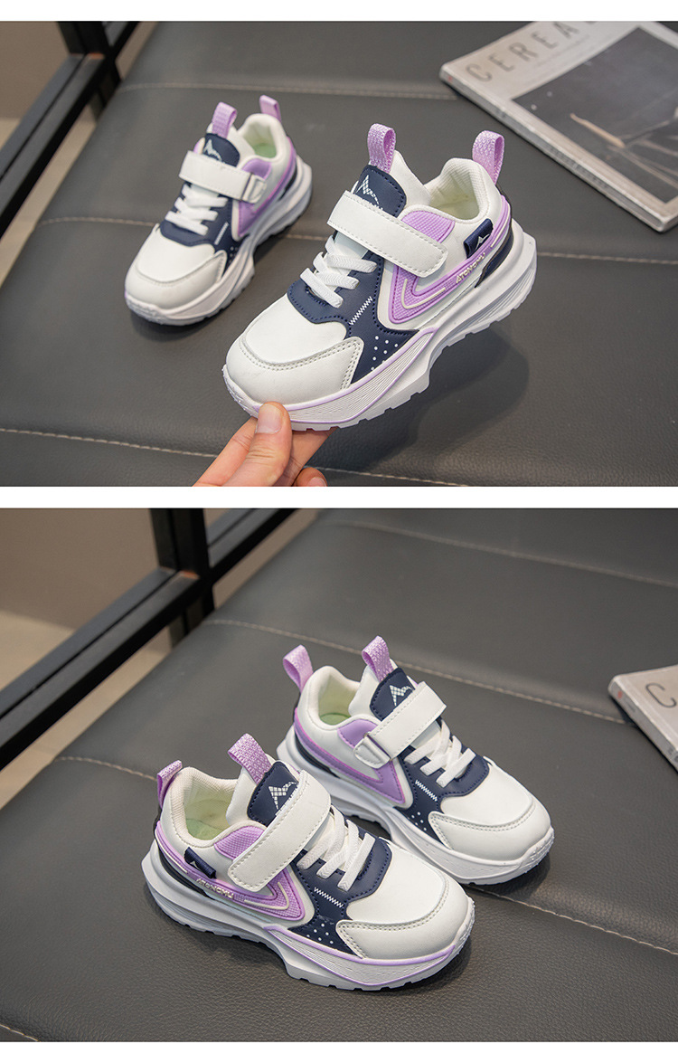 2025年春季儿童帅气拼色皮面运动鞋男童老爹鞋女童小中大童休闲鞋详情10