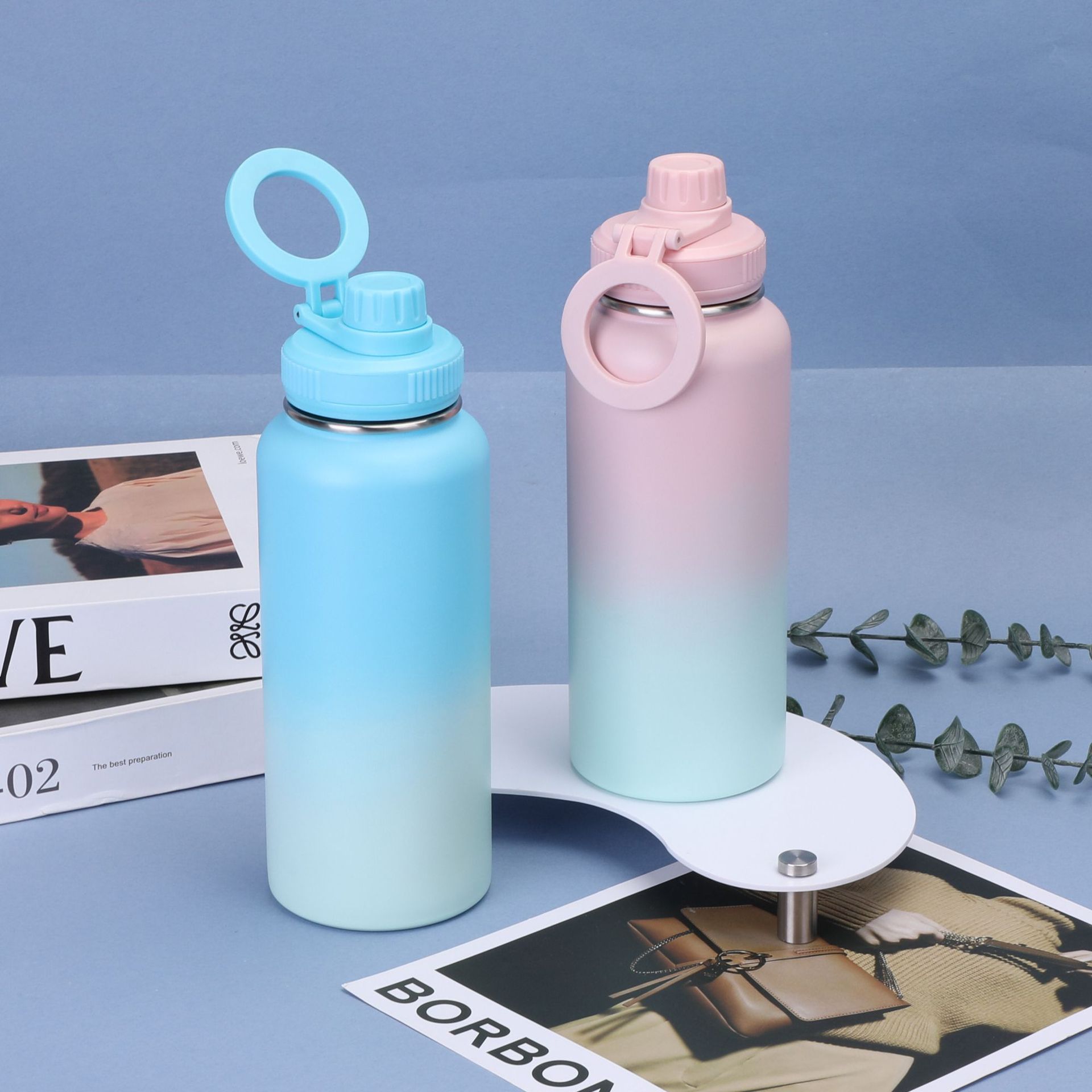 新款32oz不锈钢太空壶双层保温杯磁吸手机支架马卡龙便携运动水杯详情21