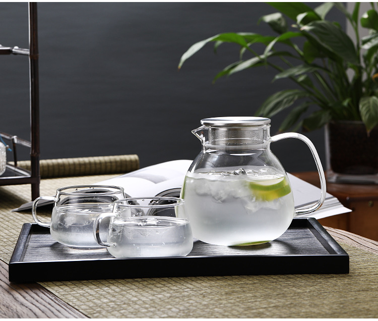 Japanese-style simple glass teapot with a filter screen, a household one-person drinking cold water kettle, and the water cup can be heated pic 17
