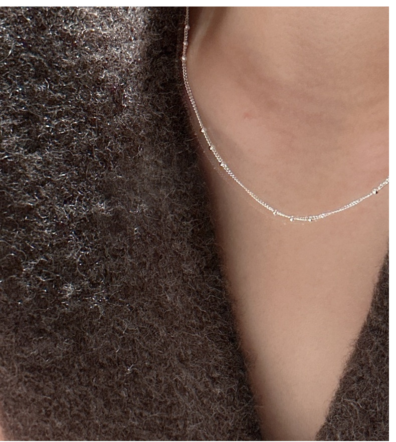 S925 sterling silver Korean version niche design hepatitis B interlocking beads fashionable collarbone chain Korean version simple Korean style necklace wholesale pic 6