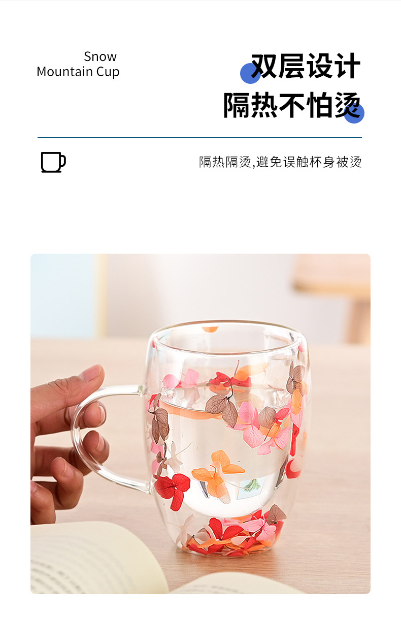 新款双层玻璃杯  高硼硅玻璃高颜值多款式玻璃杯牛奶咖啡饮料杯详情6