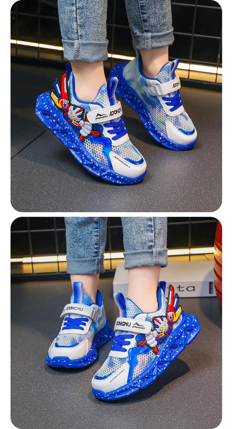 批发带灯儿童运动鞋男2025春秋新款皮面防水男童鞋中小童跑步鞋详情10