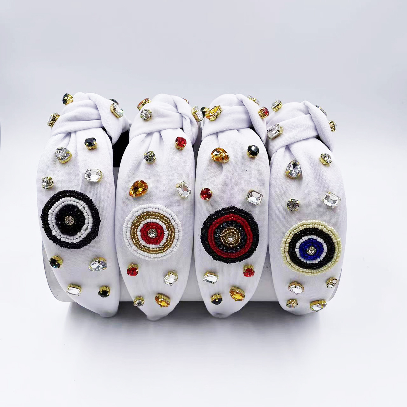 Exclusive Qiwei Accessories, Exclusive Qiwei Accessories, Exclusive Qiwei Accessories, new European and American Halloween diamond-encrusted and target-encrusted accessories, knotted white headbands, hair bands, female, punk style pic 6