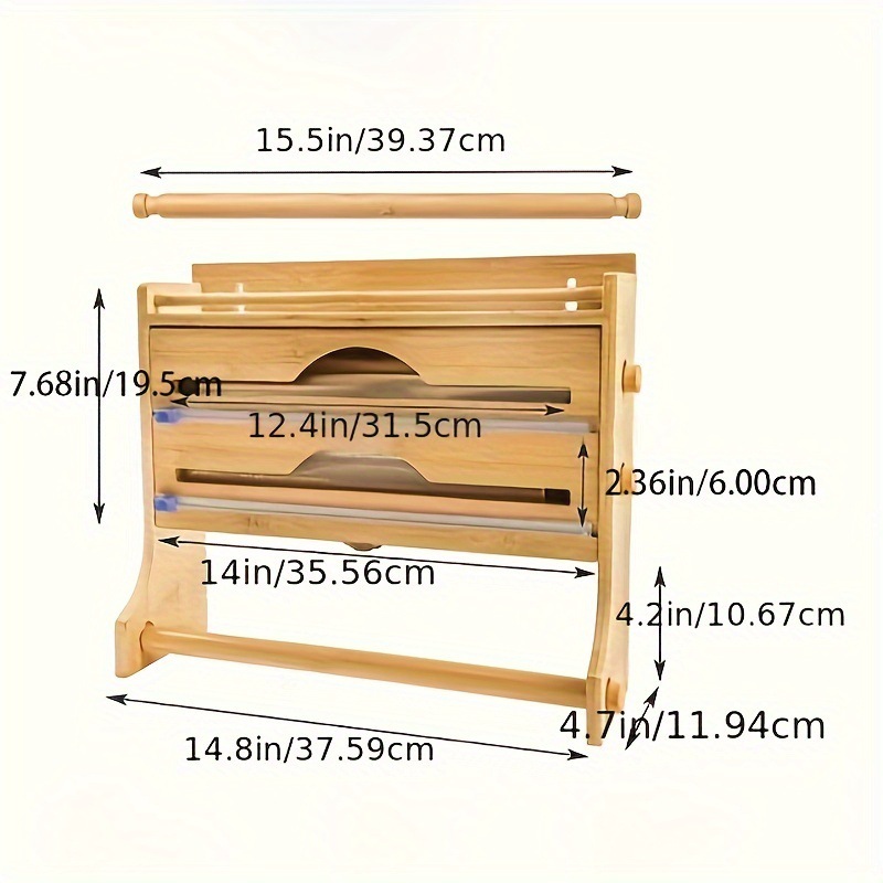 简约大气家用厨房竹制箔盒保鲜膜锡纸保鲜袋收纳盒详情3