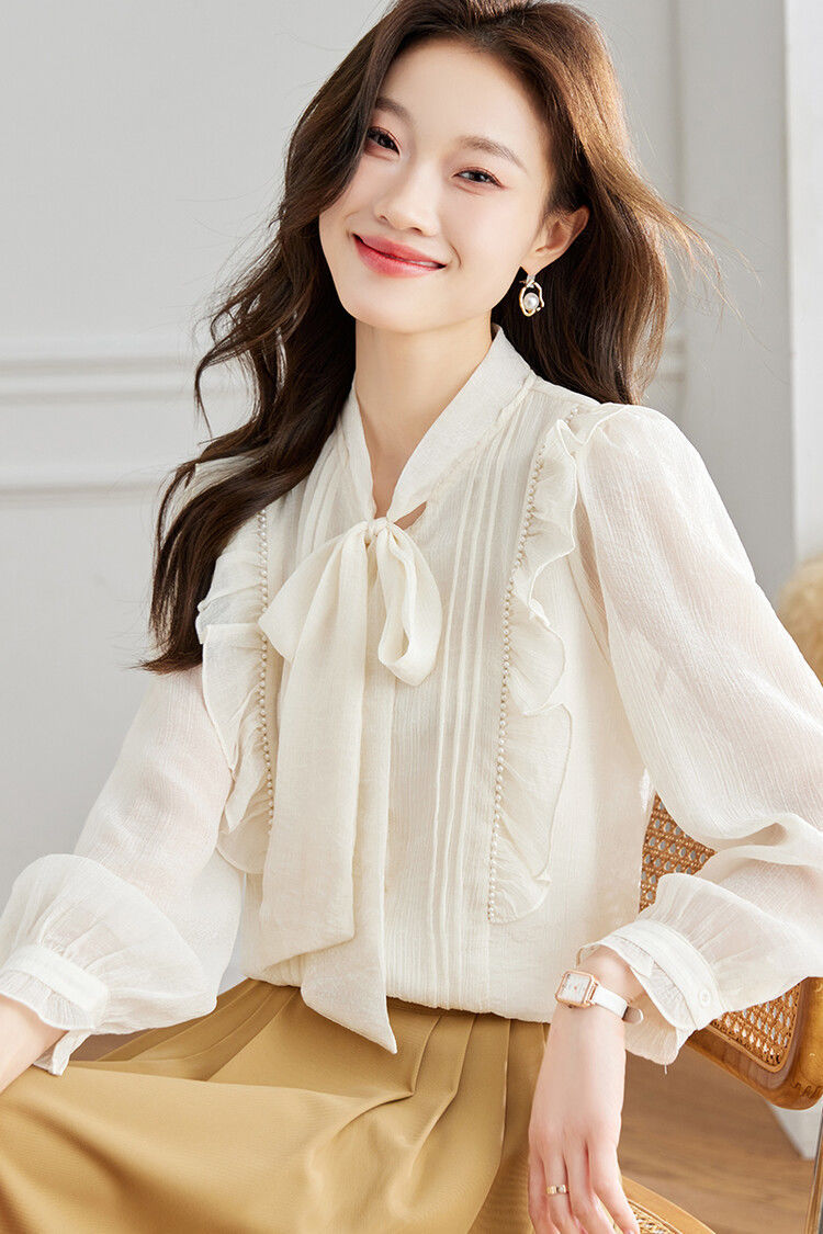 蕾丝衫/雪纺衫百搭其他/other米白色雪尼尔氨纶无袖公主袖圆领详情6