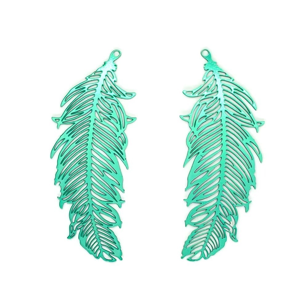 47*19mm欧美小众复古风镂空花纹彩色羽毛耳环 DIY手工项链配件 独特饰品其他分类详情3