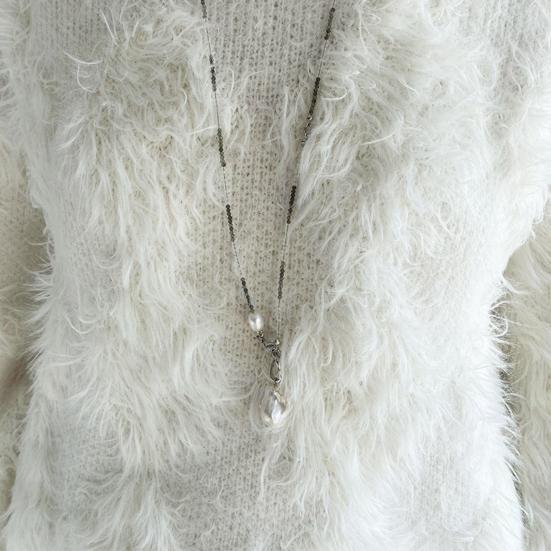 2025新款天然水晶巴洛克珍珠复古高级串珠长项链毛衣链极简秋冬详情5