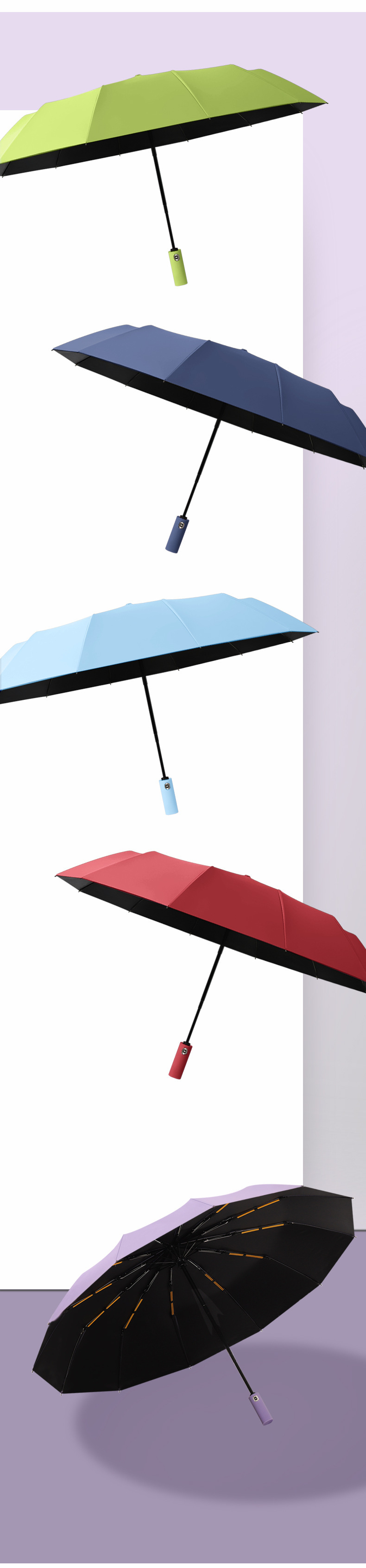 自动雨伞厂家广告礼品伞晴雨两用伞折叠抗风太阳伞印刷logo三折伞详情43