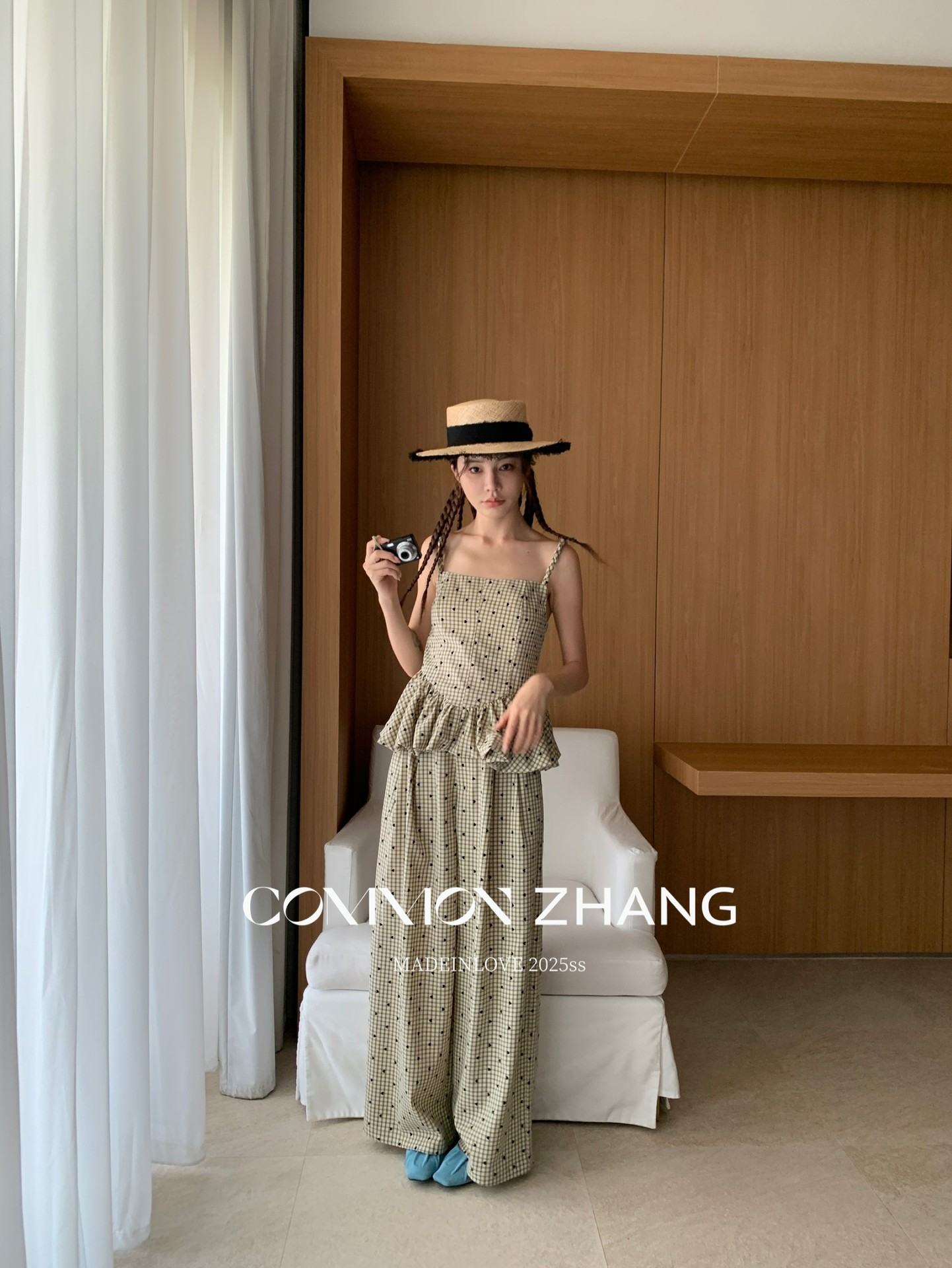 CZ ZHANG Summer Korean stylish striped checkered polka dot drape floor-length wide-leg versatile casual pants A24286 pic 13