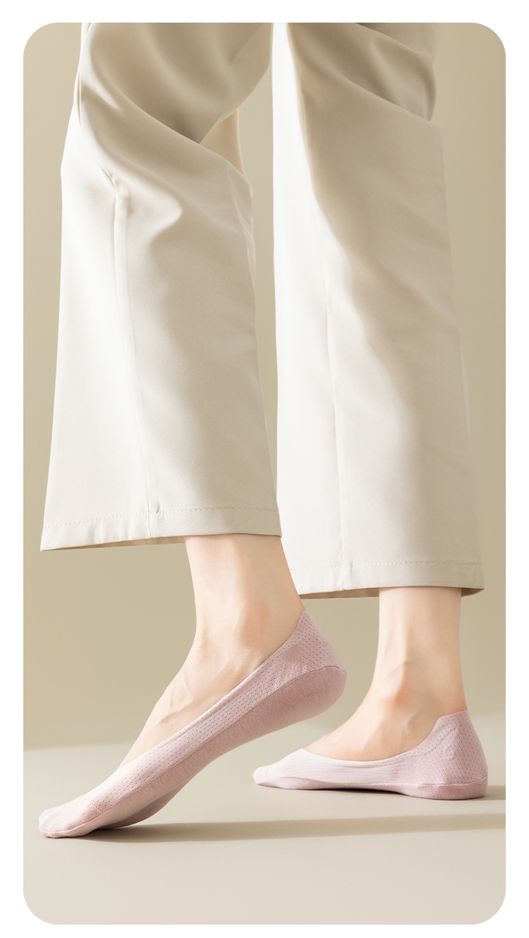 冰丝隐形船袜女硅胶防滑不掉跟春夏季薄款吸汗棉底透气船袜子批发详情13