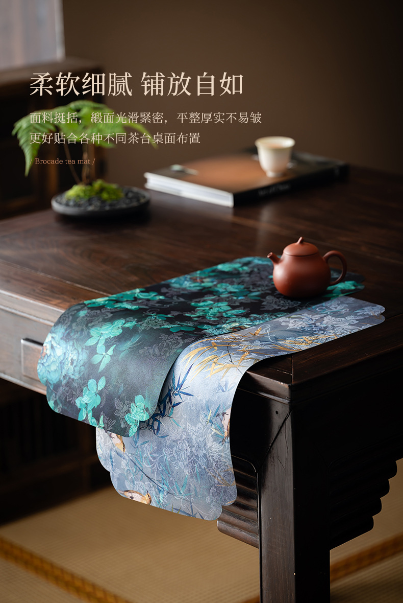 中式国风茶席禅意双面防水茶桌垫干泡垫桌旗布艺批发详情12
