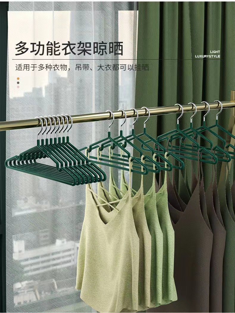 Cross-border delivery of adult clothes hangers, new plastic-coated clothes hangers, metal anti-slip and traceless clothes drying racks, clothes hanging racks pic 5