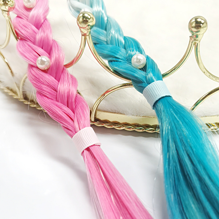 外贸新款公主蝴蝶结假发辫子女童可爱渐变辫发发夹儿童发饰批发详情12