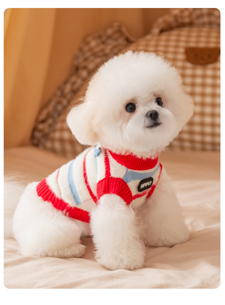 Hippie dog autumn and winter dog clothes, striped faux mink wool warm sweater, cat clothes, small and medium-sized dog pet clothes pic 8
