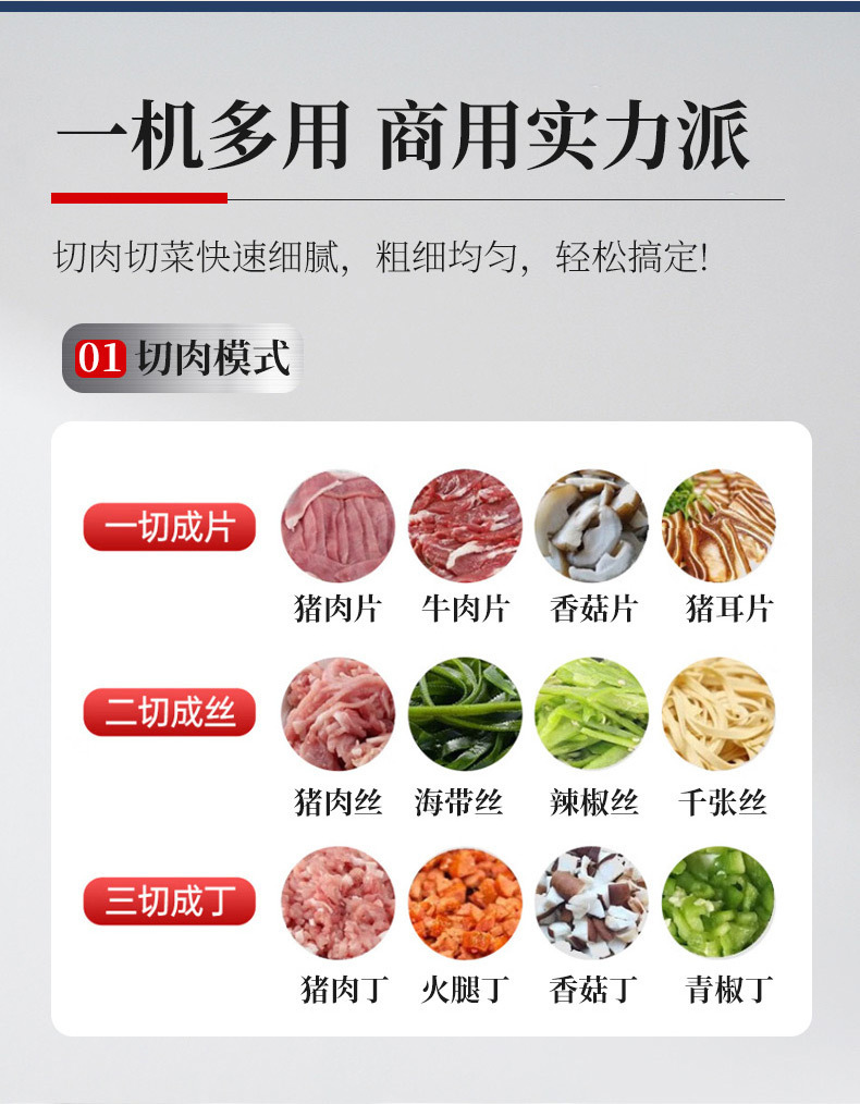 Commercial high-power mincing and slicing machines, multi-functional meat mincing and slicing machines, and fully automatic food processing equipment for catering kitchens pic 5