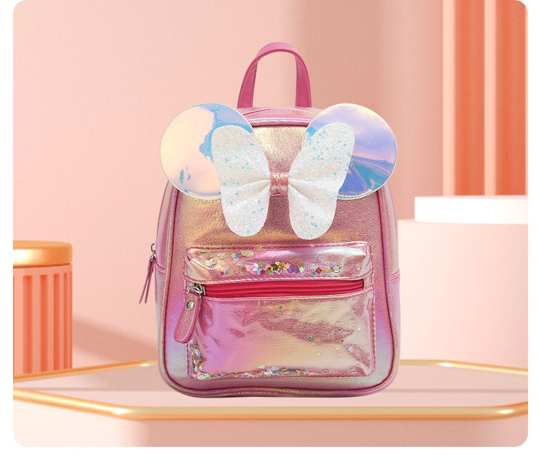 Large-tailed cat, butterfly, Mickey Mouse ears, fine glitter, double-shoulder backpack, fashionable, casual and cute schoolbag, princess small bag pic 17