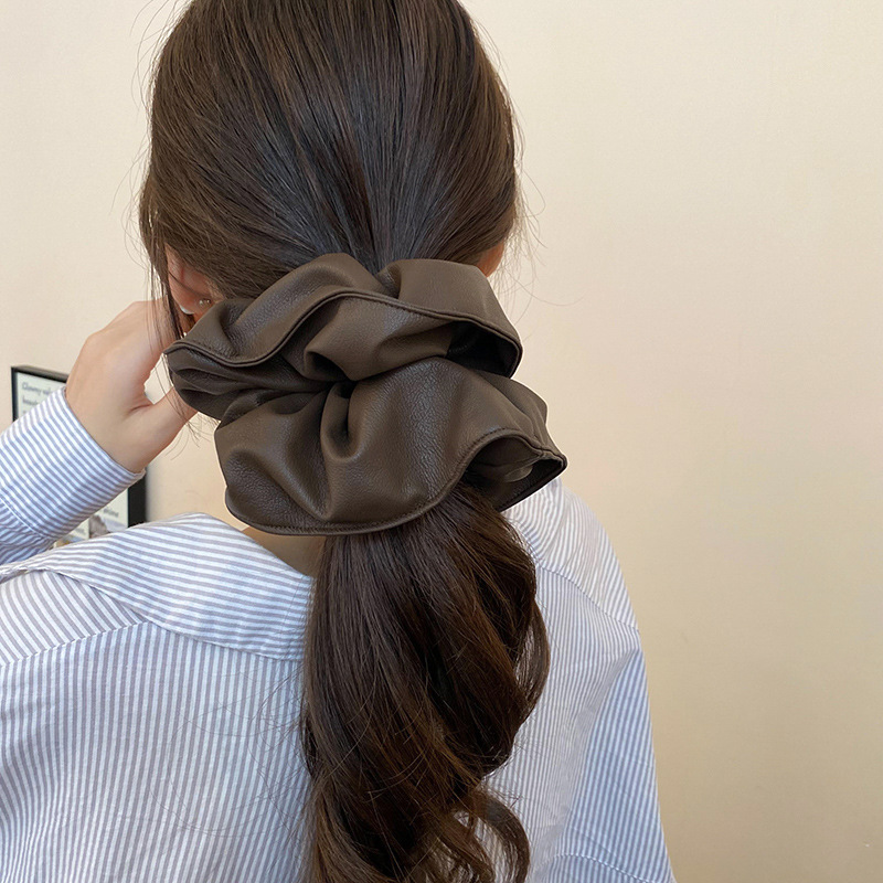 秋冬复古豹纹褶皱花朵大肠发圈美拉德风发绳欧美时尚高级感发饰女详情10