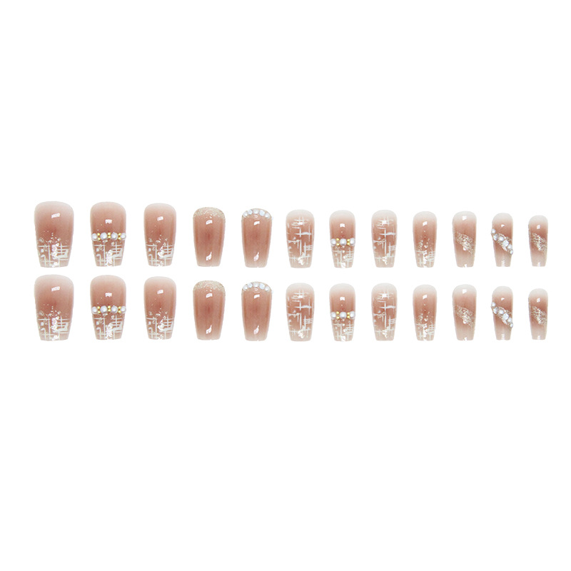 Gentle and fair spring, little Chanel style pearl nail art, cute short ballet nail, wearable nail art piece wholesale pic 21