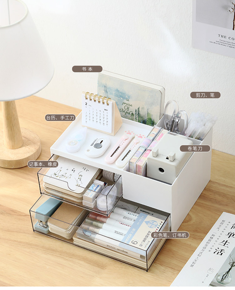 Aiyuhui escritorio caja de almacenamiento cosmético anti-polvo acrílico cajón multi-ge escritorio estudiante smiscellany organizer caja pic 13