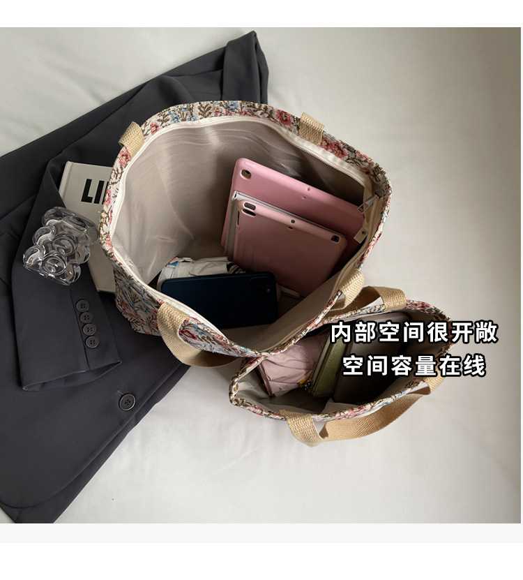 大容量帆布包包2024新款潮时尚百搭单肩手提袋子ins学生上课包女详情6