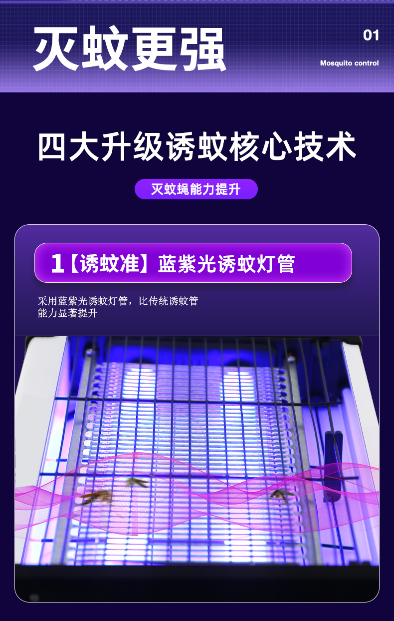 灭蚊灯灭蝇灯餐厅饭店商铺挂墙家用室内苍蝇捕捉器驱蚊子神器灭蚊详情4