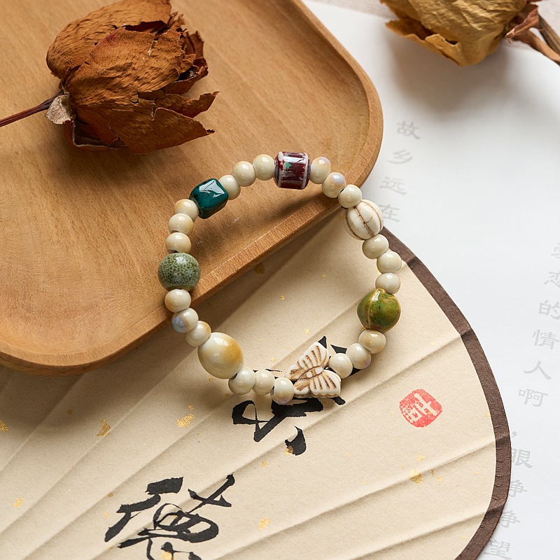 景德镇陶瓷手串手工文玩古风串珠礼物文艺女生流行新中式小清新详情6