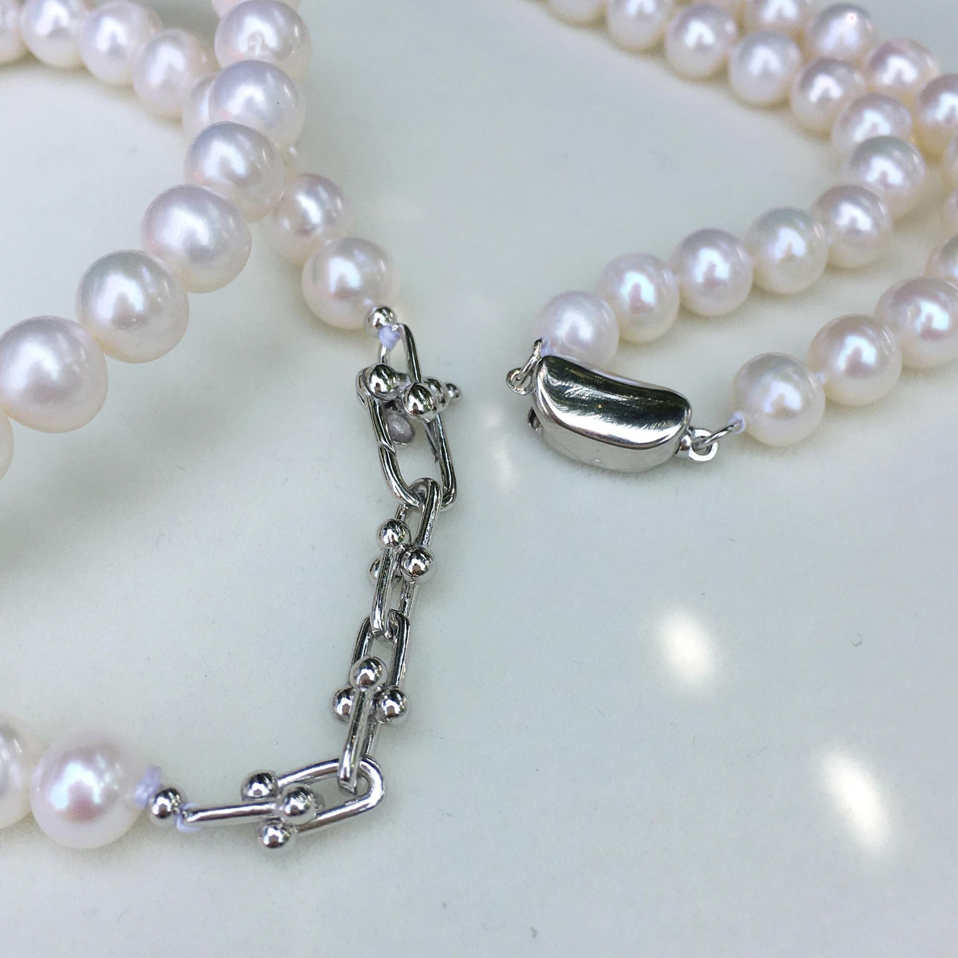 Retro plain chain collarbone chain tian Ran freshwater 7, 8, 9 round slightly flawed bright light pearl necklace finished product wholesale pic 30