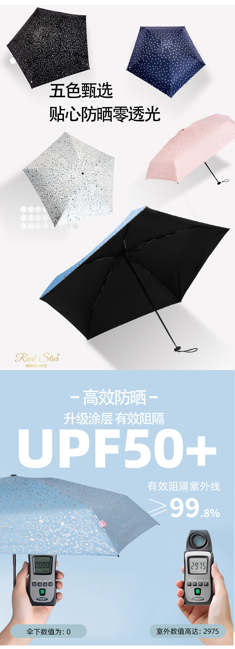New 5-fold lightweight sun umbrella, 5-bone manual folding mini umbrella, plain printed sunshade pocket umbrella pic 3