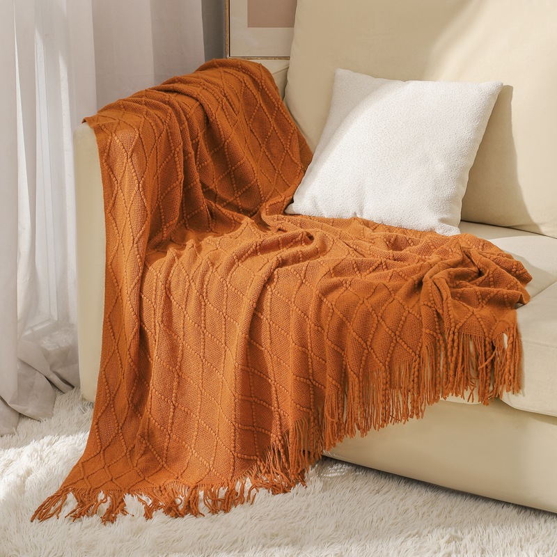 Knitted blanket, sofa blanket, cover blanket, fringed thin blanket, office air conditioning blanket, bay window blanket, summer nap blanket, small blanket pic 50