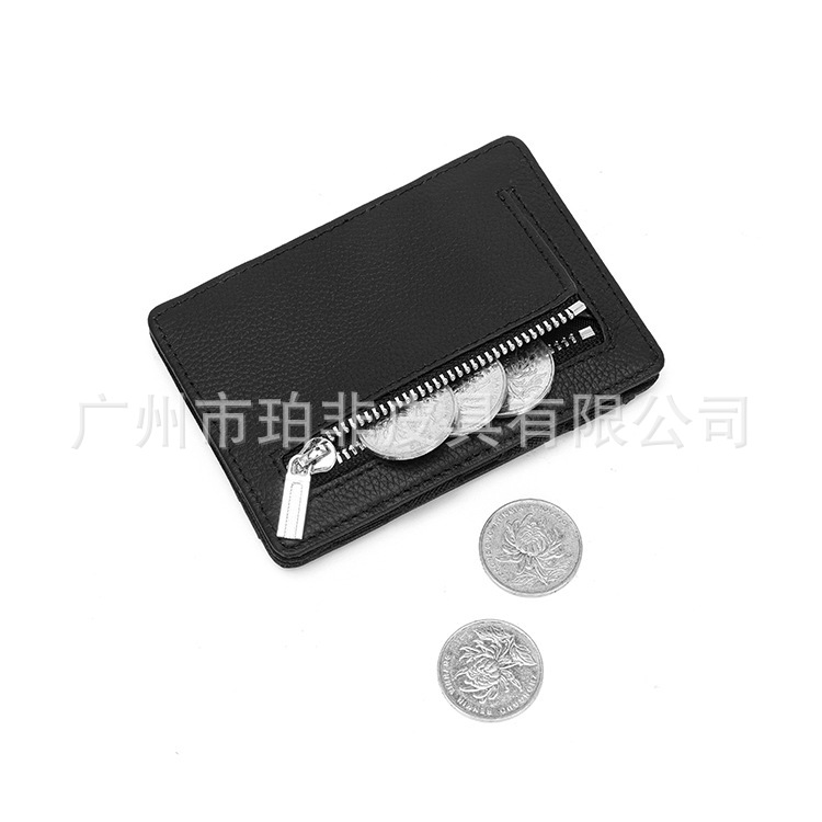 Lychee-patterned cowhide magic wallet, card case, wallet, zipper, coin bag, two-fold card holder, can be added with logo, any material pic 11