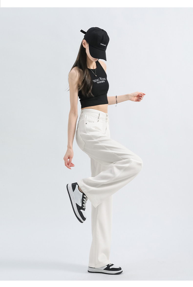 2025新款天丝冰丝牛仔阔腿裤女 夏季薄款高腰显瘦宽松垂感小个子直筒裤 女式时尚休闲裤详情14