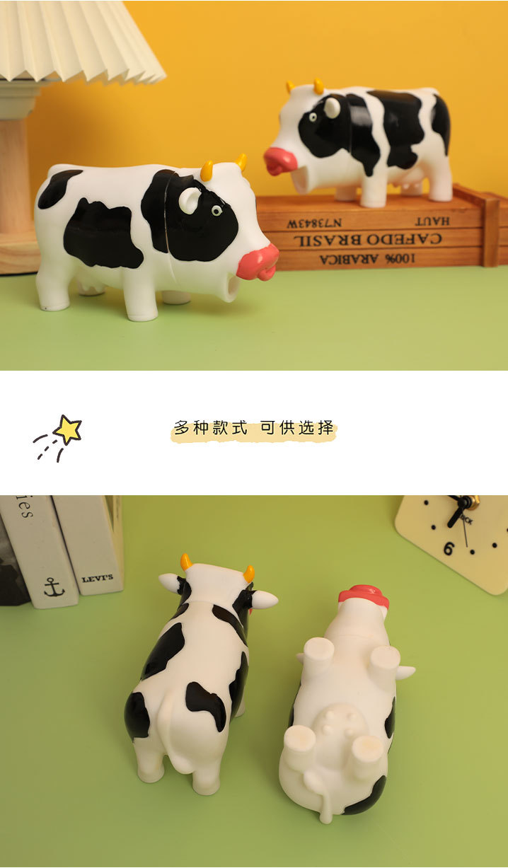 农场仿真卡通小小奶牛捏捏乐皮响玩具整蛊可发声尖叫奶牛玩具批发详情6