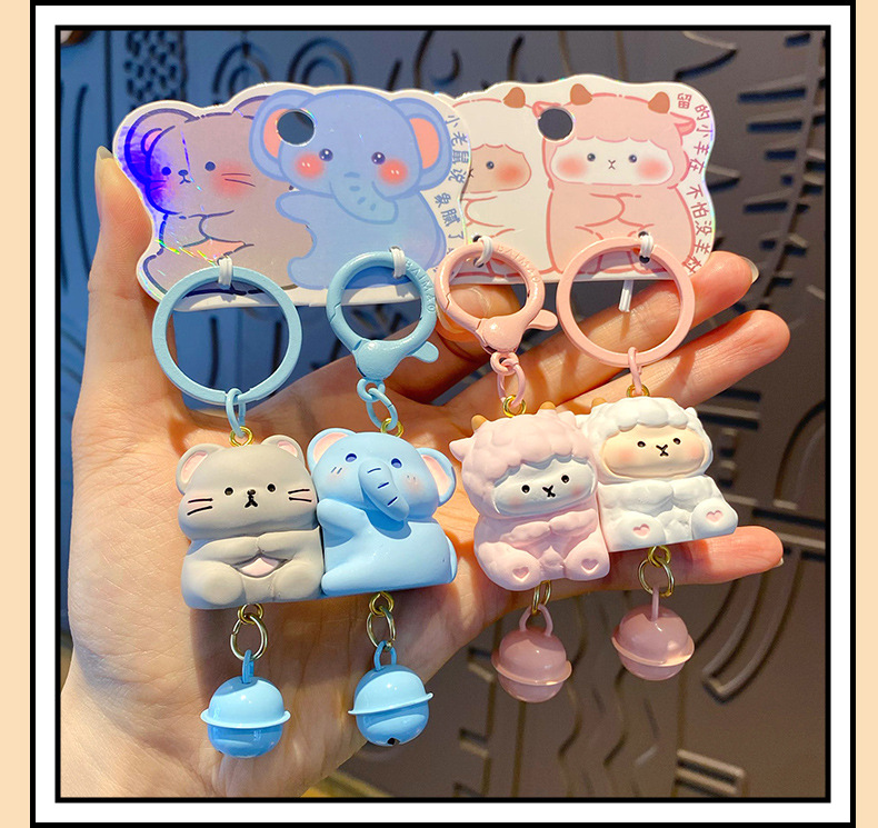 百茂原创可爱萌宠CP情侣钥匙扣链挂件女精致树脂磁吸公仔书包挂饰详情12