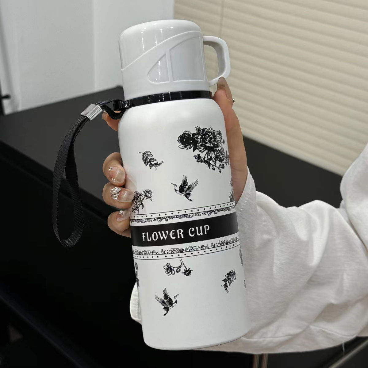 大容量不锈钢栀子花保温杯女学生高颜值水杯泡茶杯子批发详情7