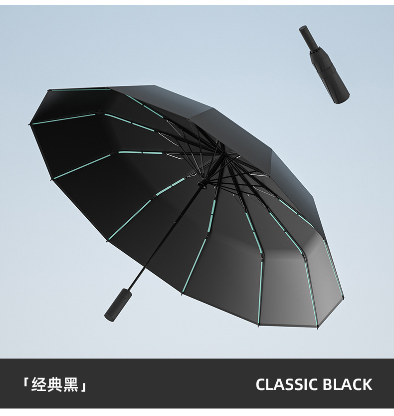 60骨纤维抗风折叠商务全自动晴雨伞 黑胶防晒遮阳防紫外线太阳伞详情20