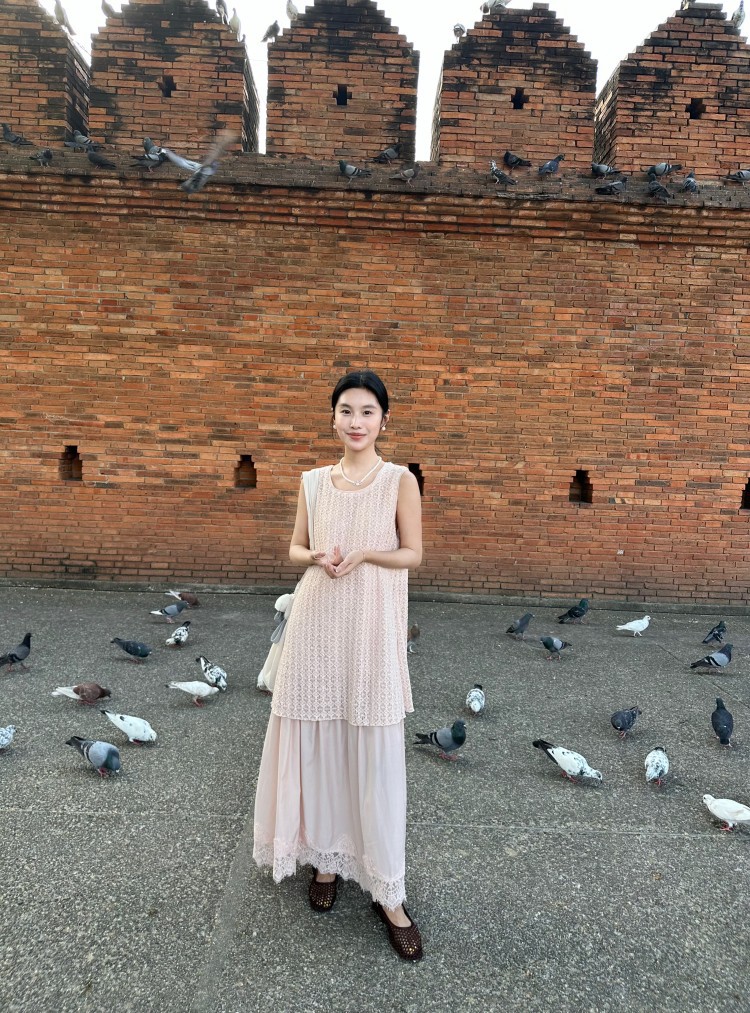 春上新 DIGM名媛千金重工钉珠镂空拼接背心裙长裙连衣裙女27122详情44