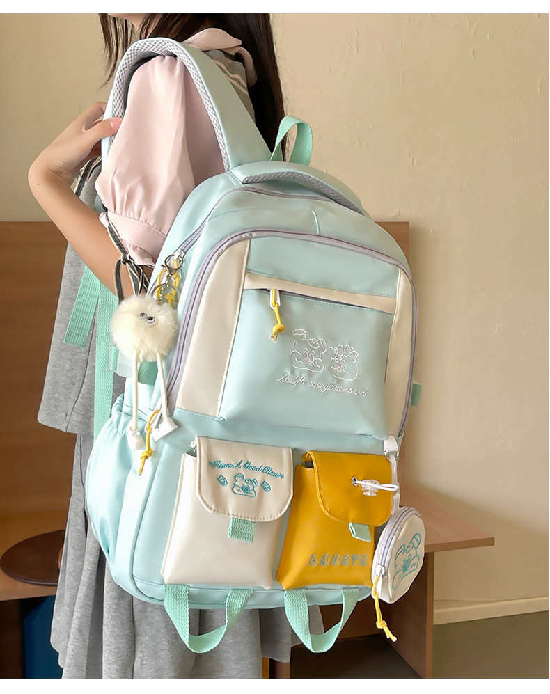 Japanese and Korean casual backpacks, forest-style schoolbags, multi-pocket schoolbags for primary school students, large capacity for cross-border travel for junior and senior high school students pic 8
