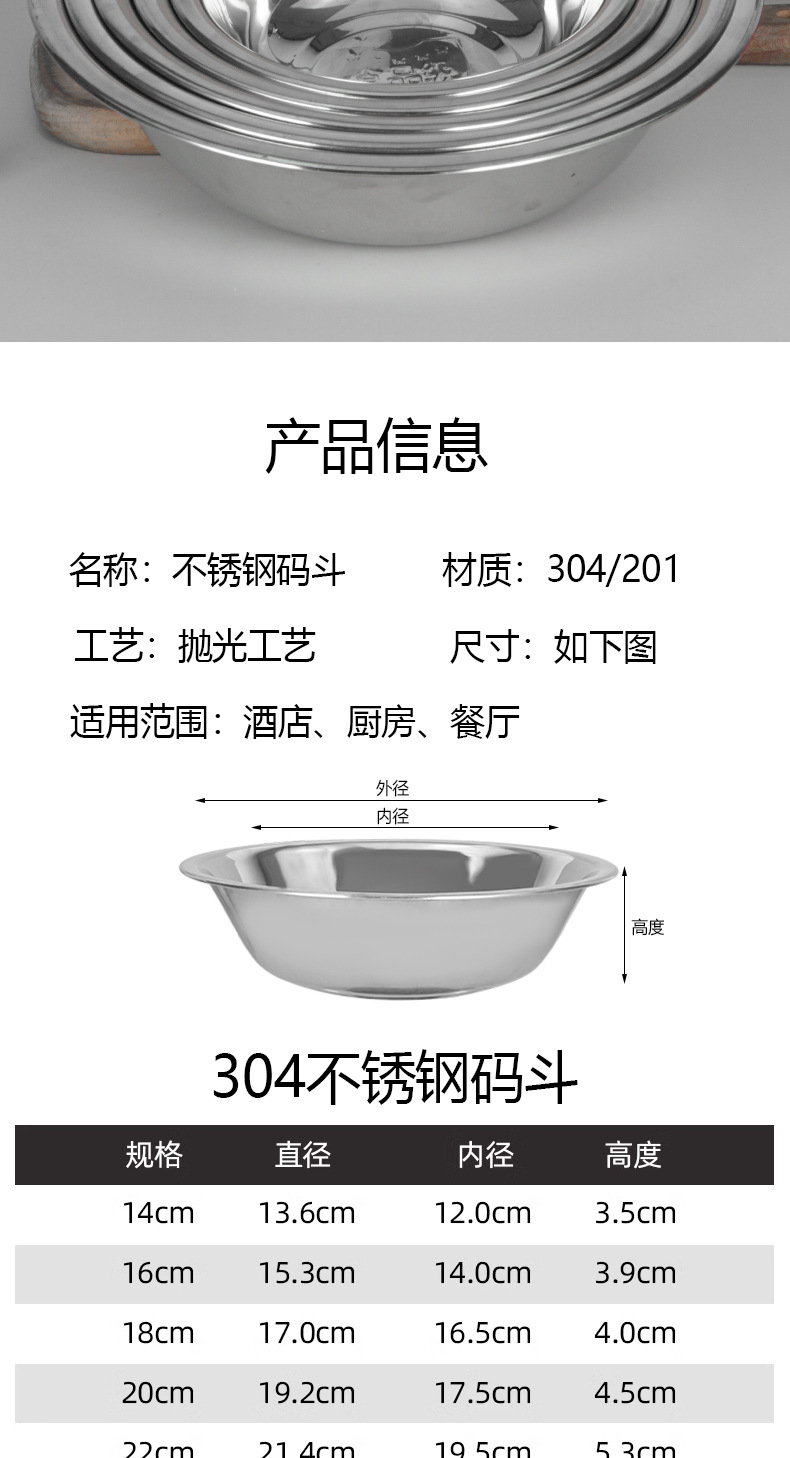 304 stainless steel storage bins, canteen stainless steel basins, household kitchen cooking basins, egg beater basins, side dish basins, soup bowls and tableware pic 11