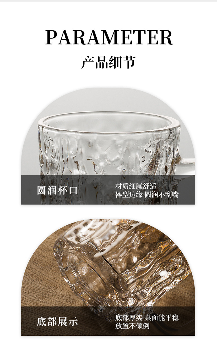 Wholesale glass cups with handles, household cups with handles, large-capacity draft beer cups, commercial beer mugs with handles, and tea cups pic 16